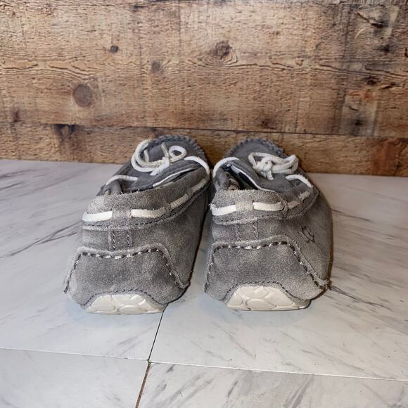Ugg Grey Leather Ryder Slippers Elephant Jungle Liner Size 5 - Picture 7 of 12